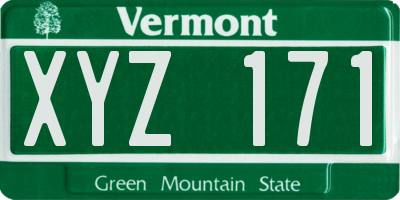 VT license plate XYZ171