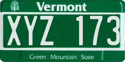 VT license plate XYZ173