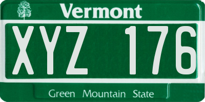 VT license plate XYZ176