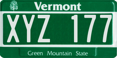 VT license plate XYZ177