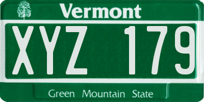 VT license plate XYZ179