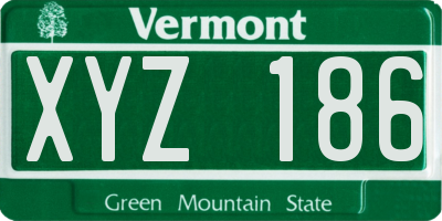 VT license plate XYZ186
