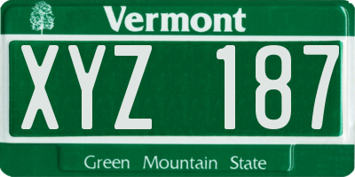 VT license plate XYZ187