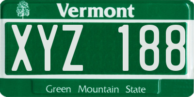 VT license plate XYZ188