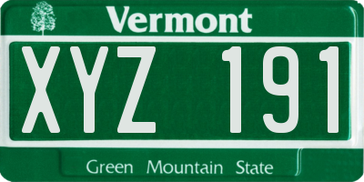 VT license plate XYZ191