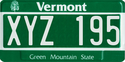 VT license plate XYZ195