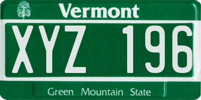 VT license plate XYZ196