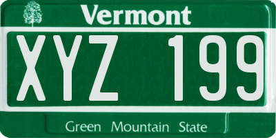 VT license plate XYZ199