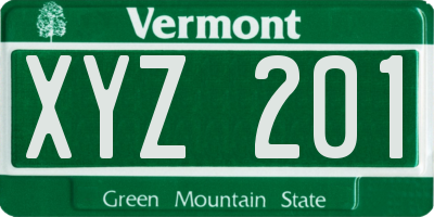 VT license plate XYZ201