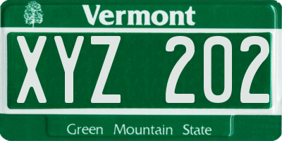 VT license plate XYZ202