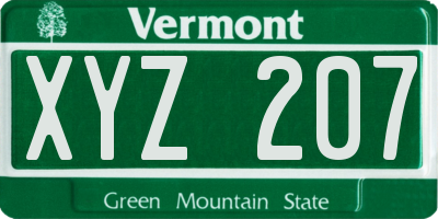 VT license plate XYZ207