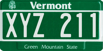 VT license plate XYZ211