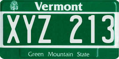 VT license plate XYZ213