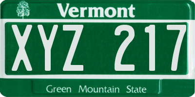 VT license plate XYZ217