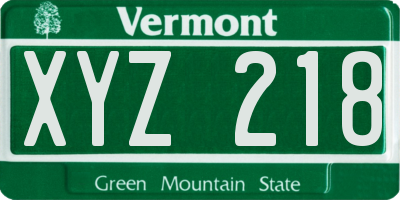 VT license plate XYZ218
