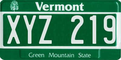 VT license plate XYZ219