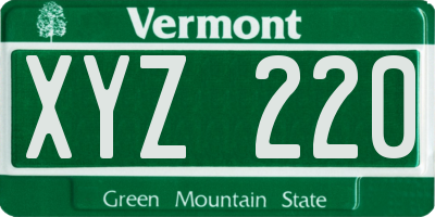 VT license plate XYZ220