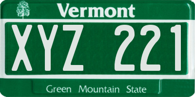 VT license plate XYZ221