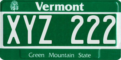 VT license plate XYZ222