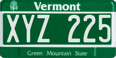 VT license plate XYZ225