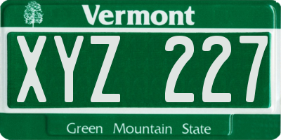 VT license plate XYZ227