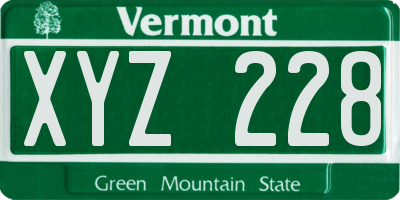 VT license plate XYZ228