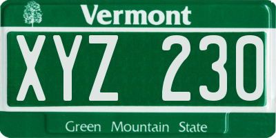 VT license plate XYZ230