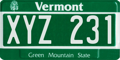 VT license plate XYZ231