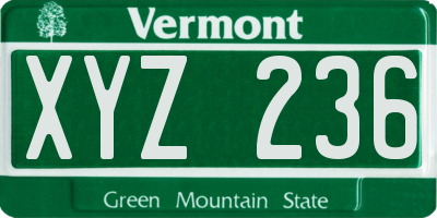 VT license plate XYZ236