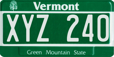 VT license plate XYZ240