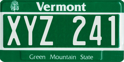 VT license plate XYZ241