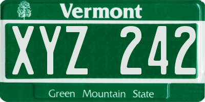 VT license plate XYZ242