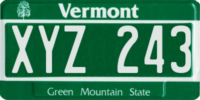 VT license plate XYZ243