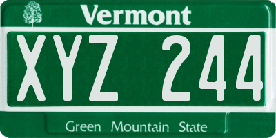 VT license plate XYZ244
