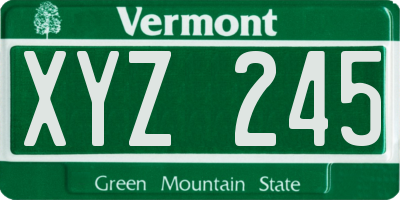 VT license plate XYZ245