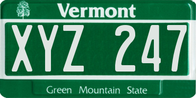 VT license plate XYZ247