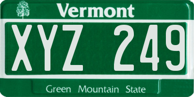 VT license plate XYZ249