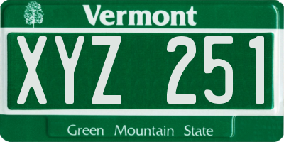 VT license plate XYZ251