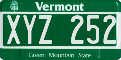 VT license plate XYZ252