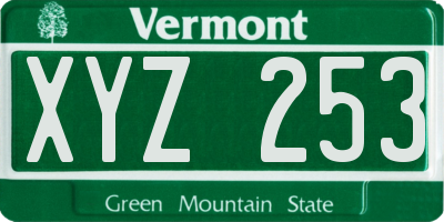 VT license plate XYZ253