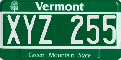 VT license plate XYZ255