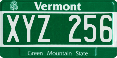 VT license plate XYZ256