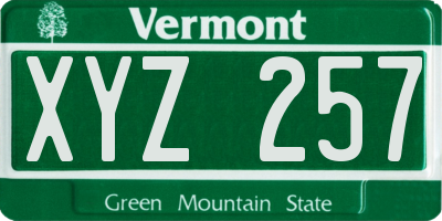 VT license plate XYZ257