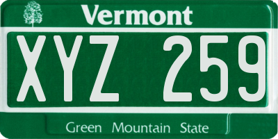 VT license plate XYZ259
