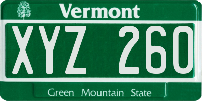 VT license plate XYZ260