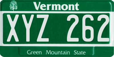 VT license plate XYZ262