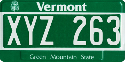 VT license plate XYZ263
