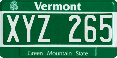 VT license plate XYZ265