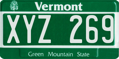 VT license plate XYZ269