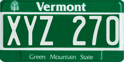 VT license plate XYZ270
